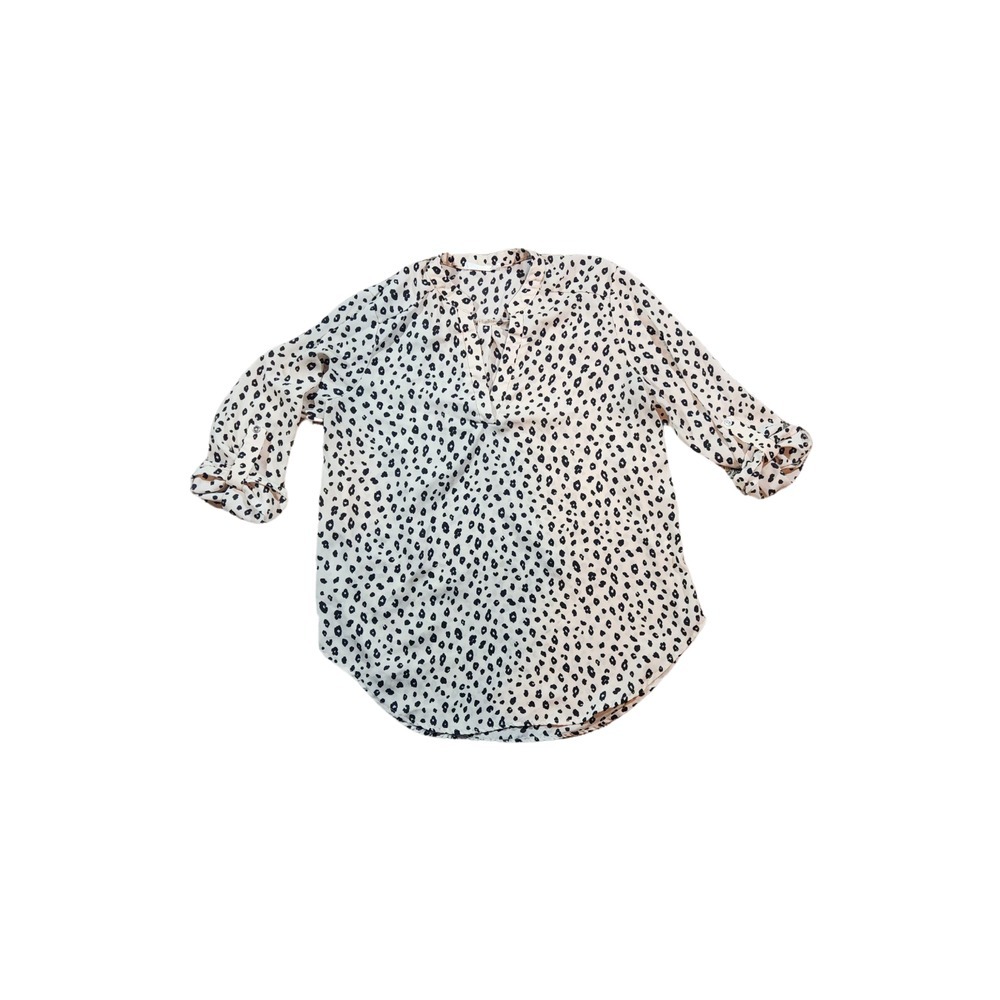 Lush Warren‎ Split Neck Animal Print Blouse 3/4 Tab Sleeve Size Medium